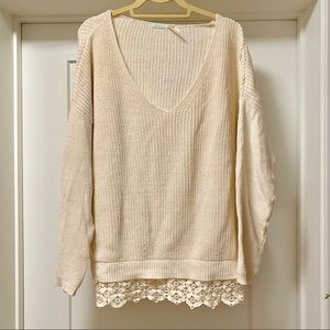 Oversized Lace Trim Sweater